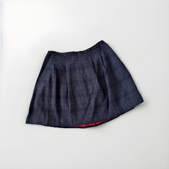 LOFT Grey Black Wool Mini Skirt Size 6 Satin Trim At Waist Lined - Picture 4 of 4